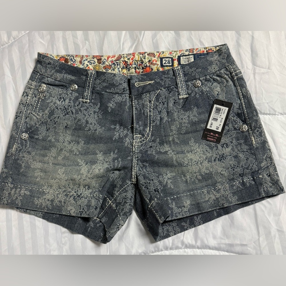 Miss Me Lace Overlay Jean Shorts